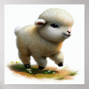 A Digital Painting of a Cute Karakul Sheep Poster