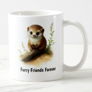 A Digital Painting of a Cute Least Weasel Coffee Mug