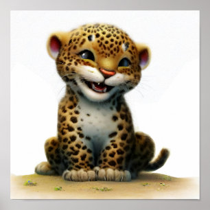 A Digital Painting of a Cute Leopard Cub Poster