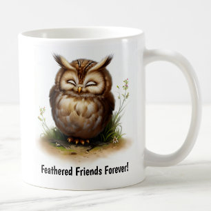 A Digital Painting of a Cute Long-eared Owl Coffee Mug