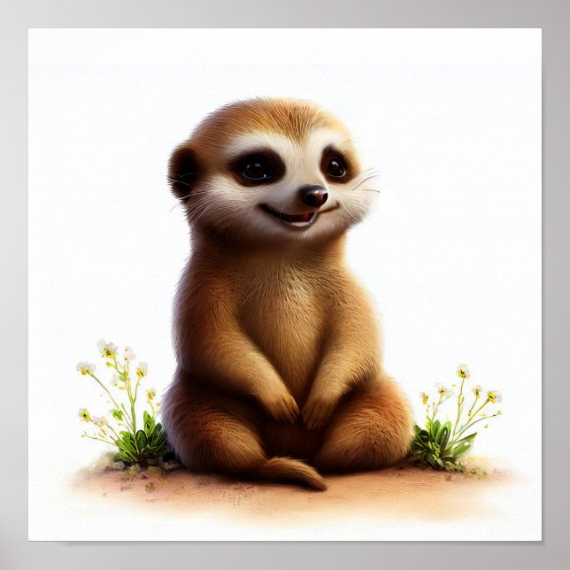 A Digital Painting of a Cute Meerkat Poster (Front)