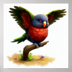 A Digital Painting of a Cute Mount Apo Lorikeet Poster