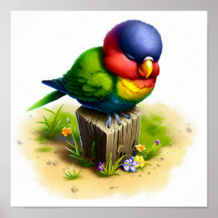 A Digital Painting of a Cute Ornate Lorikeet Poster