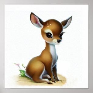 A Digital Painting of a Cute Young Impala Poster