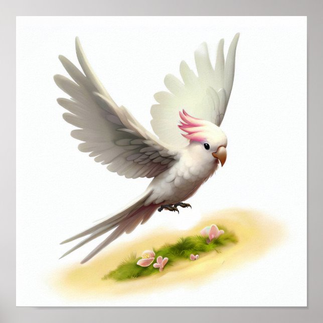 A Digital Painting of a Major Mitchell's Cockatoo Poster (Front)