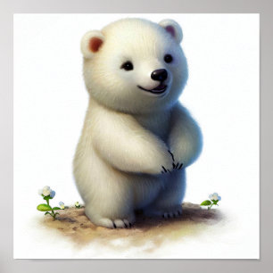 A Digital Painting of a Young Cute Polar Bear Poster