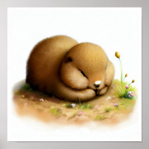 A Digital Painting of a Young Cute Prairie Dog Poster