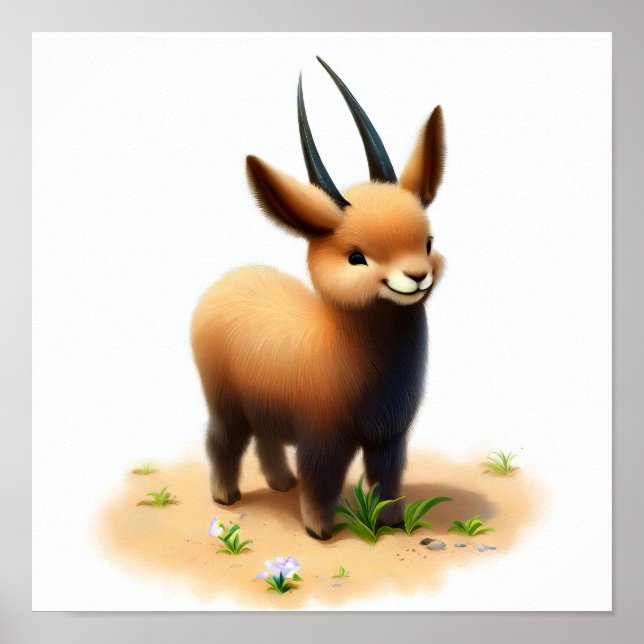 A Digital Painting of a Young Cute Sable Antelope Poster (Front)