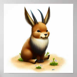 A Digital Painting of a Young Cute Sable Antelope Poster