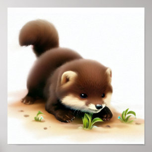 A Digital Painting of a Young Cute Sable Poster