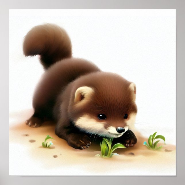 A Digital Painting of a Young Cute Sable Poster (Front)