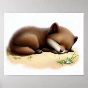 A Digital Painting of a Young Cute Sable Poster