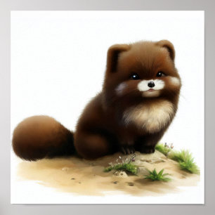 A Digital Painting of a Young Cute Sable Poster