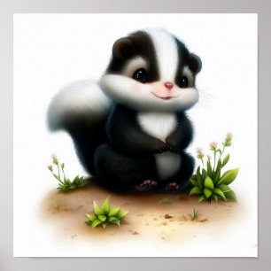 A Digital Painting of a Young Cute Skunk Poster