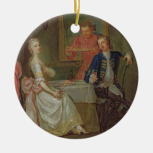 A Dinner Conversation (A Man and Woman Drinking at Ceramic Ornament