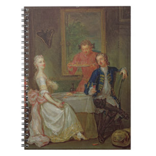 A Dinner Conversation (A Man and Woman Drinking at Notebook