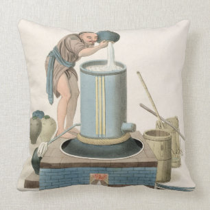 A Distiller, plate 24 from 'The Costume of China', Throw Pillow