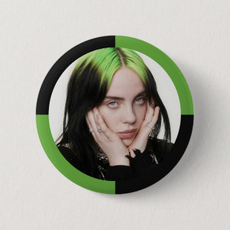 A distinctive brooch for singer Billie Eilish. 2 Inch Round Button