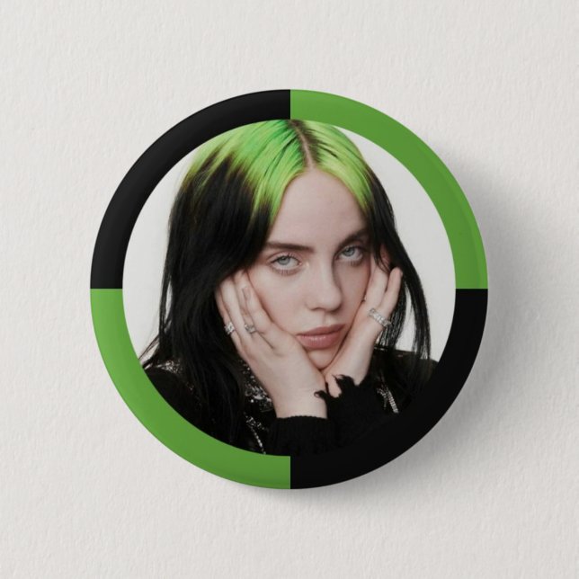A distinctive brooch for singer Billie Eilish. 2 Inch Round Button (Front)