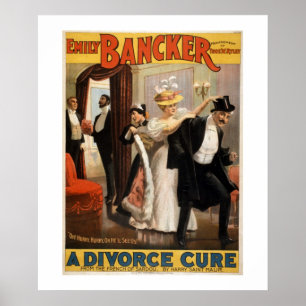 A Divorce Cure Vintage Theatre Poster. Poster