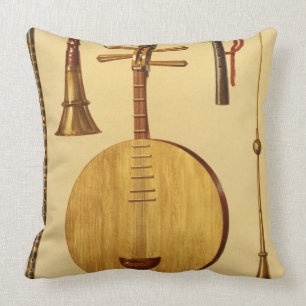 A dizi, a sona, a yueqin, Chinese, a Japanese hich Throw Pillow