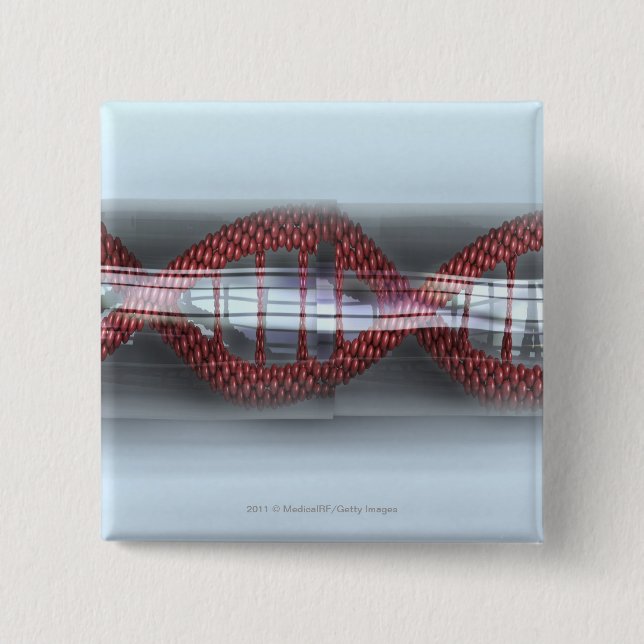 A DNA strand in a capsule 2 Inch Square Button (Front)