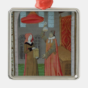 A doctor examining St. Elizabeth's urine Metal Ornament