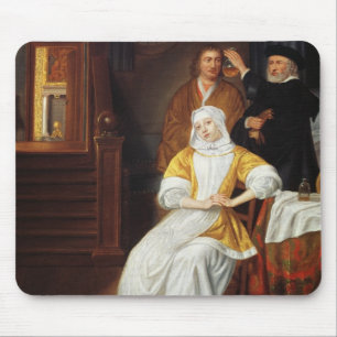 A Doctor Visiting a Young Lady in a Bedroom (oil o Mouse Pad