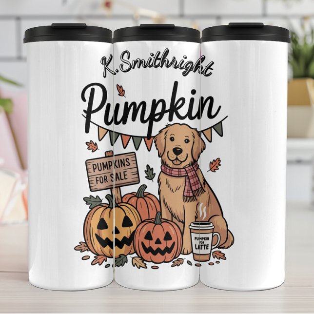 A Dog and Pumpkins for Sale Thermal Tumbler (Creator Uploaded)