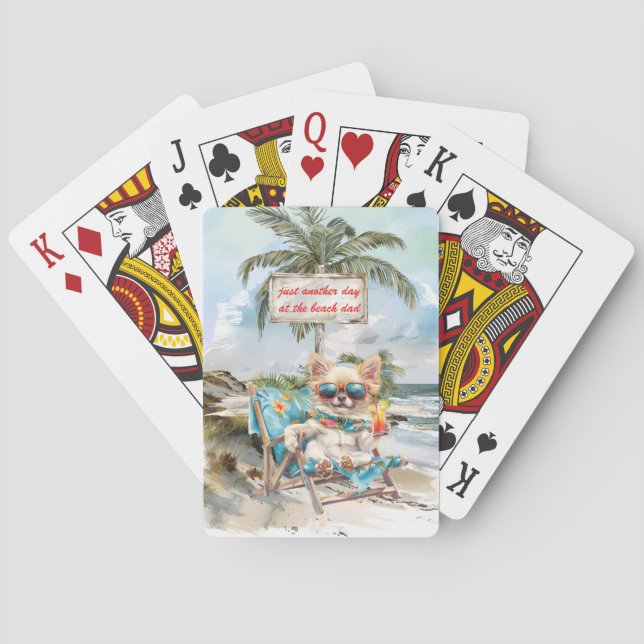 A Dog Day at the Beach Father's Day  Playing Cards (Back)