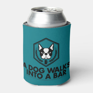 A Dog Walks into a Bar- Black and White Coozie