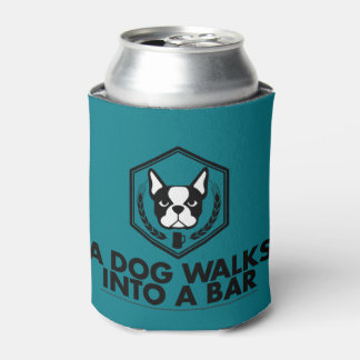 A Dog Walks into a Bar- Black and White Coozie