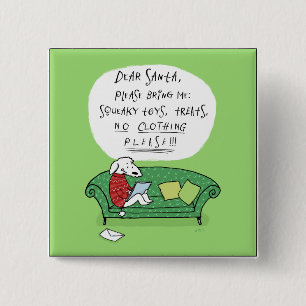 A Dog's Letter to Santa - Funny Christmas Cartoon 2 Inch Square Button