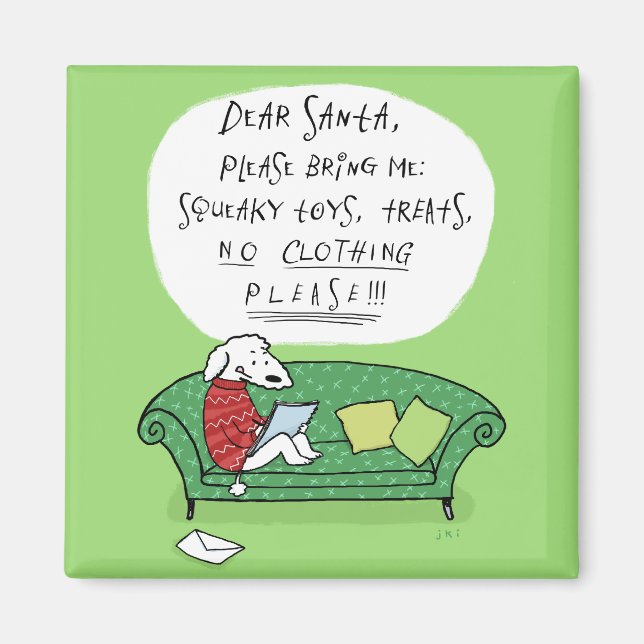 A Dog's Letter to Santa - Funny Christmas Cartoon Magnet (Front)