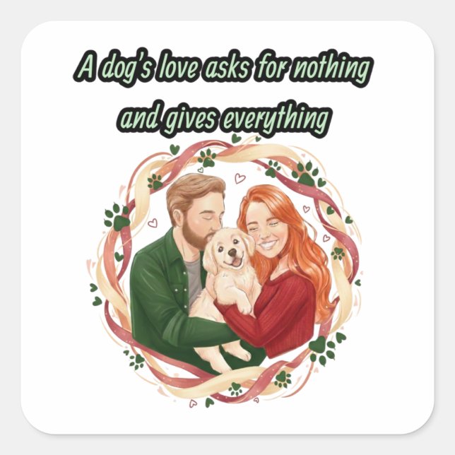A dog's love asks for nothing and gives everything square sticker (Front)