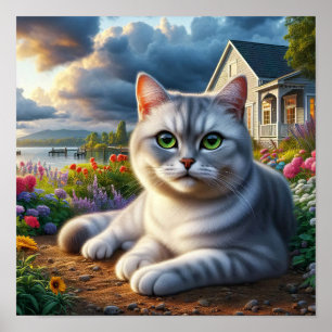 A Domestic Shorthair Cat in a Rural Setting Poster