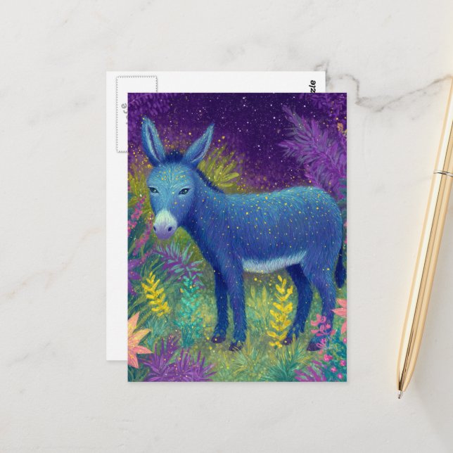 A donkey in the flowers postcard (Front/Back In Situ)