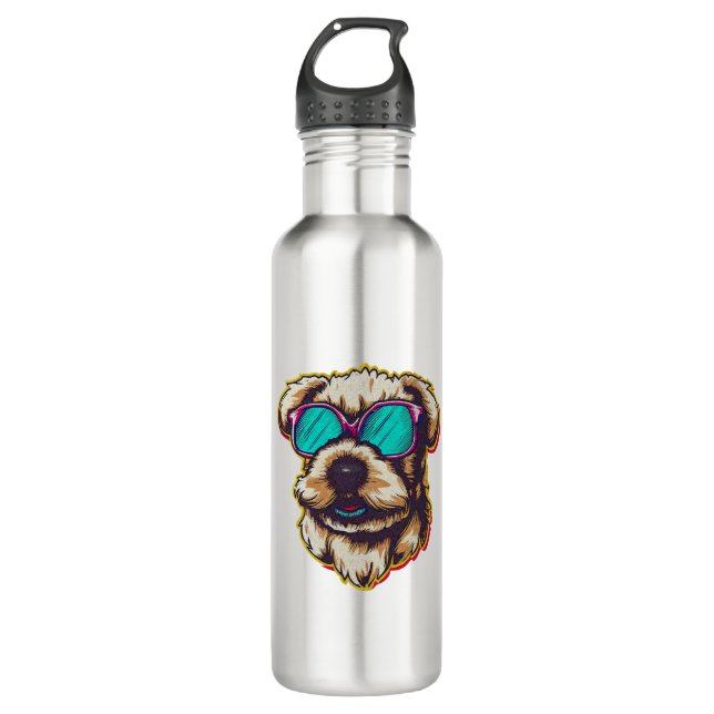 A DORABLE D O G WITH SUN GLASSES   710 ML WATER BOTTLE (Front)