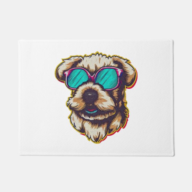 A DORABLE D O G WITH SUN GLASSES  DOORMAT (Front)