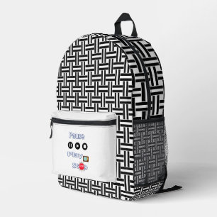 À Dos Imprimé Imprimer Sac Coupe Coupe Bac Coupe Noir & Blanc Ba