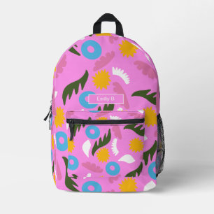 À Dos Imprimé nom motif floral rose sac scolaire moderne