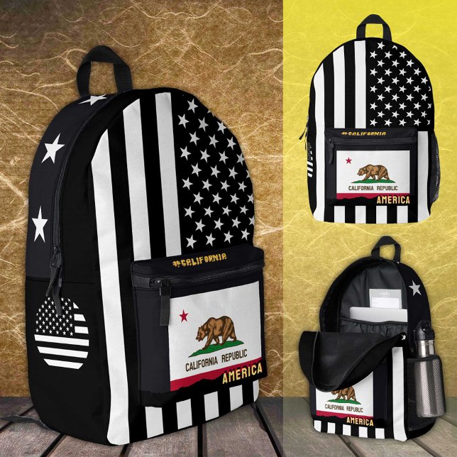 À Dos Imprimé Sac drapeau californien personnalisé, drapeau amér (Créateur téléchargé)