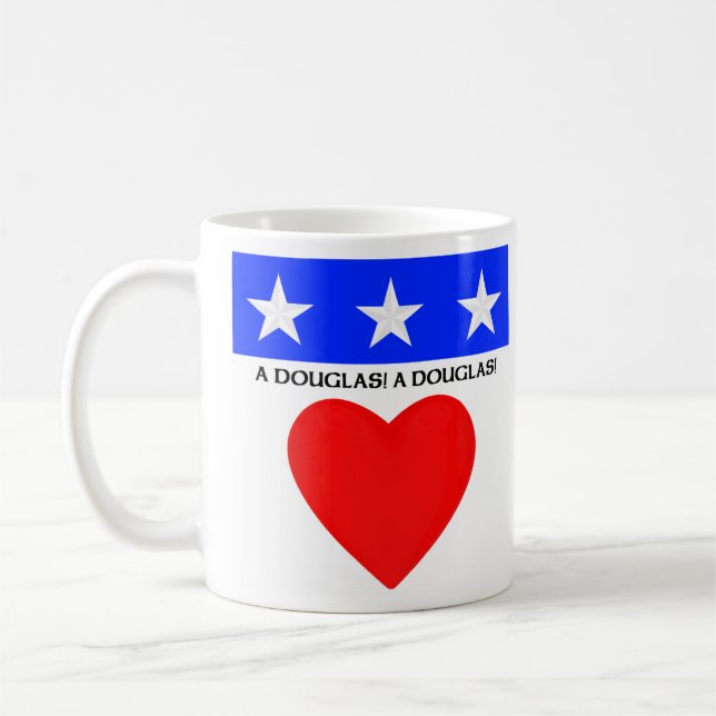 A DOUGLAS! mug with a Douglas Badge (Left)