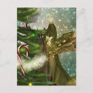 A Dragon and Fairies Christmas Holiday Postcard