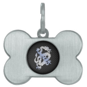 A Dragon expression on Black Snake Skin Print Pet ID Tag