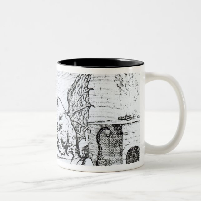 A Dragon in a Workshop Two-Tone Coffee Mug (Right)