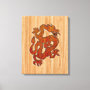 A Dragon in oriental Bamboo Canvas Print
