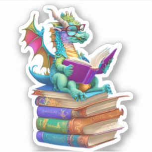 A Dragon Reading Sticker