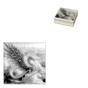 A Dragon Surrounded by Clouds Rubber Stamp