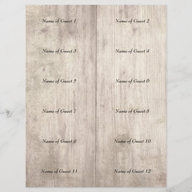 A draught setup for 12 "cuttable" place cards V&C (Front)